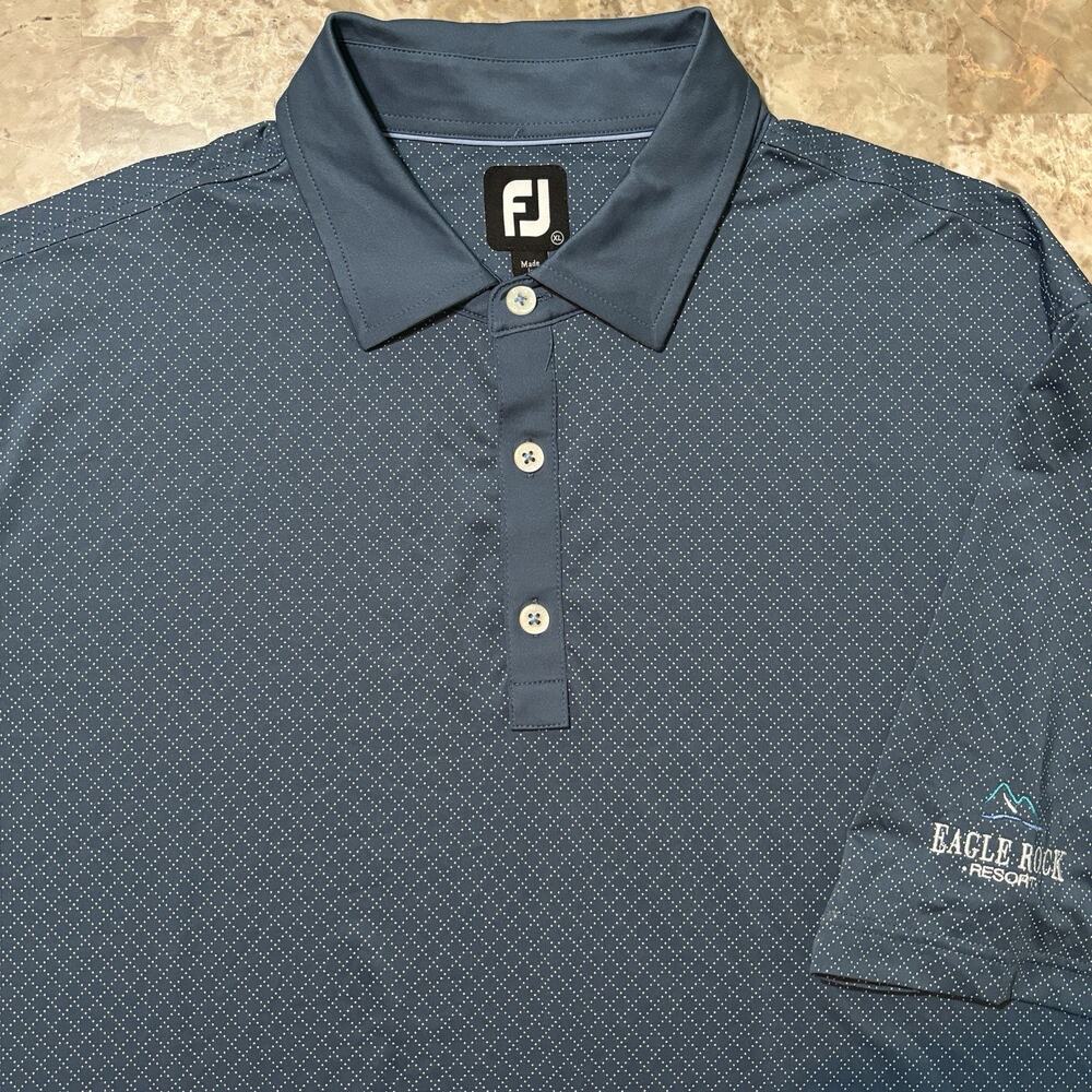 Footjoy Polo Shirt Mens XL Blue Argyle Diamond Short Sleeve Golf Performance